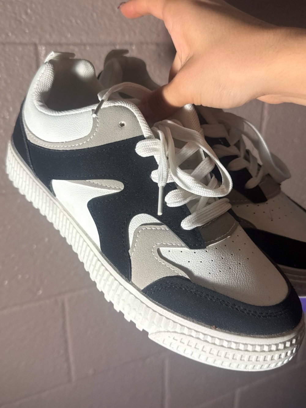 & Other Stories White and Black Leather-Panel Sneakers
